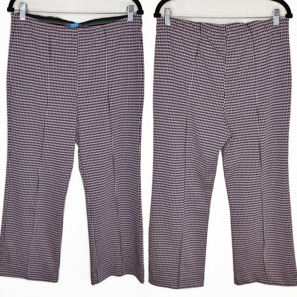 Eva Franco Anthropologie Houndstooth Margot High Rise Kick Flare Ankle Pants Lg - Picture 4 of 15
